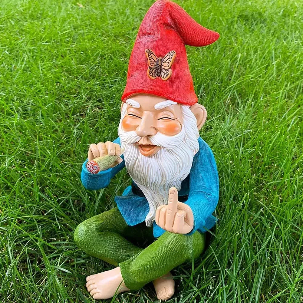 Garden Gnome Ornaments Resin Statue Figurine Smoking