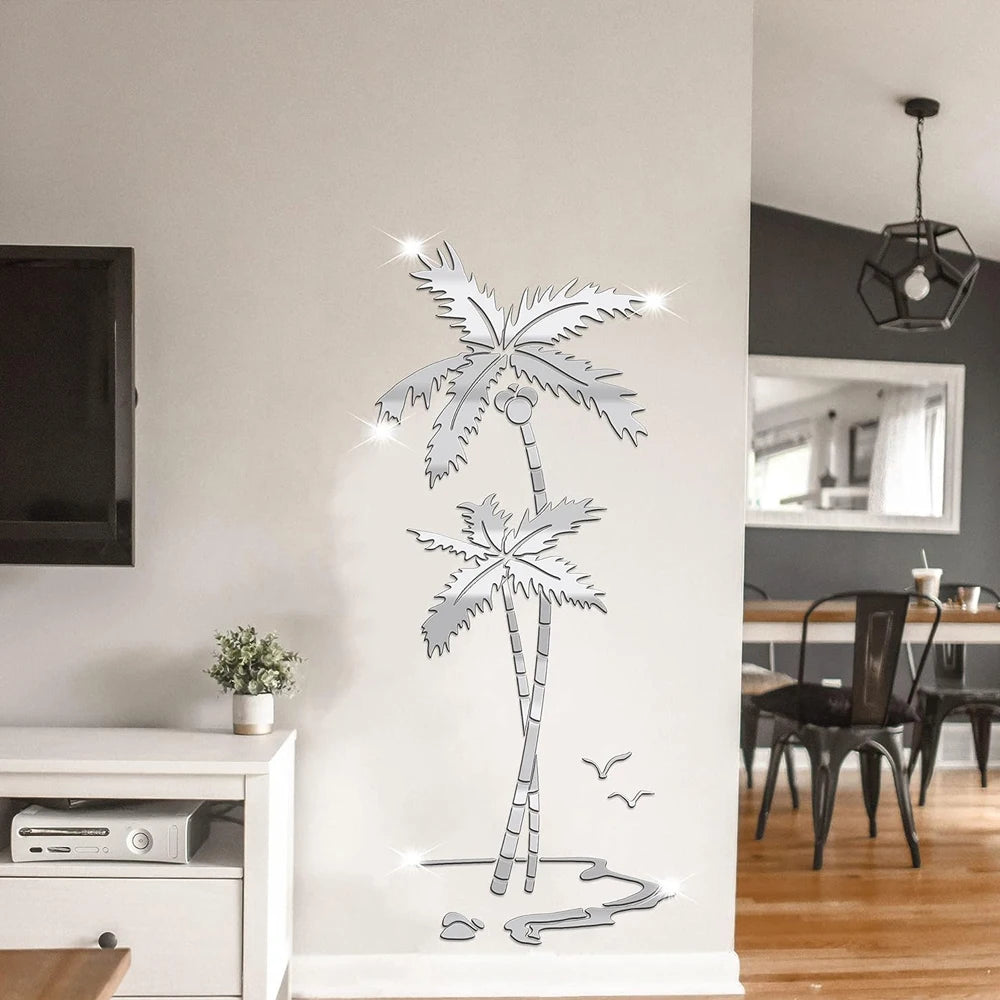 3D Coconut Tree Acrylic Mirror Wall Stickers