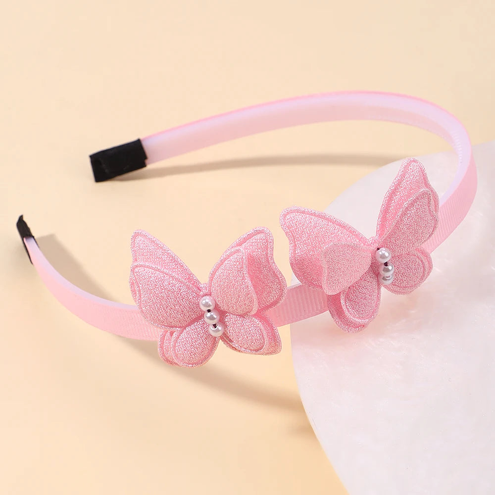 1Pcs Cute Girl Butterfly Hairband Simulated Pearl