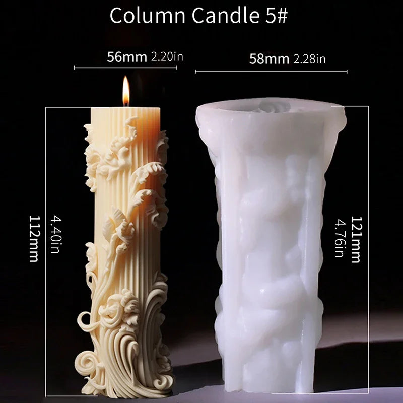 European Cylindrical Aromatherapy Candle Silicone Mold