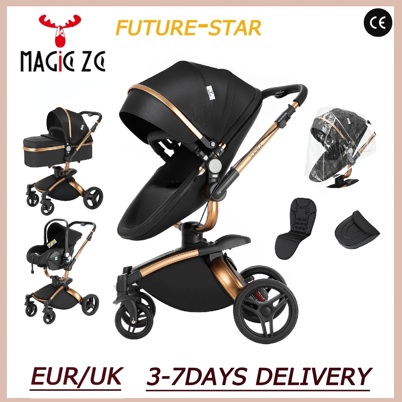 3 in 1 Strollers Baby Trolley