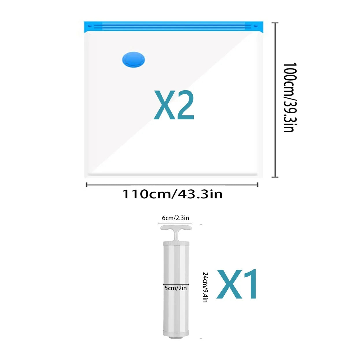 Vacuum Storage Space Saver Bags With Hand Pump Compressed