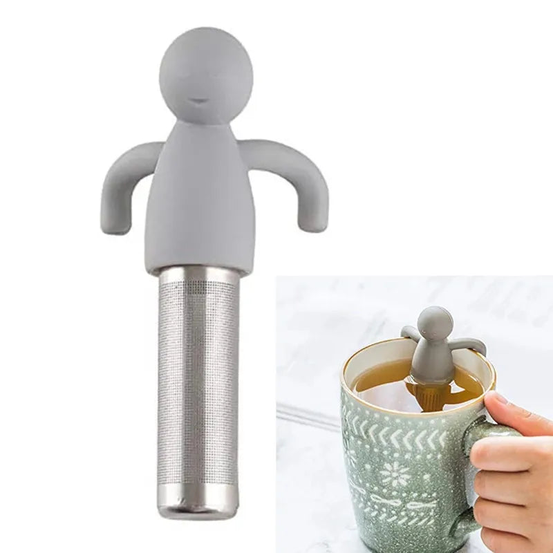 Creative Little Man Shape Silicone Stainless Steel Tea Infuser