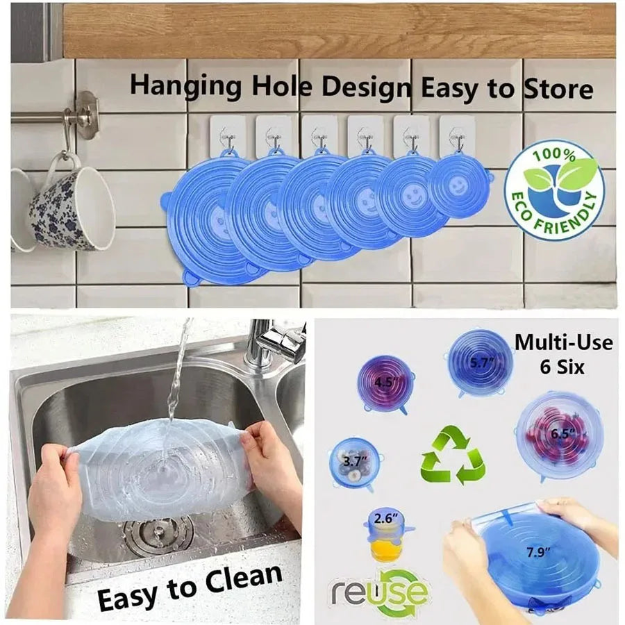 6Pcs Silicone Fresh-keeping Cover Reusable