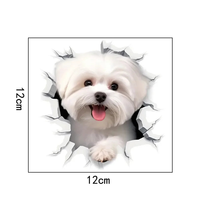 1pc Creative 3D Cracked Animal Dog Toilet Sticke