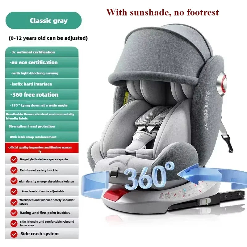 360° Rotating Child Car Safety Seat 0-12 Years Old