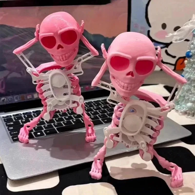 3D Printed Dancing Skeleton Skull Desktop Ornament