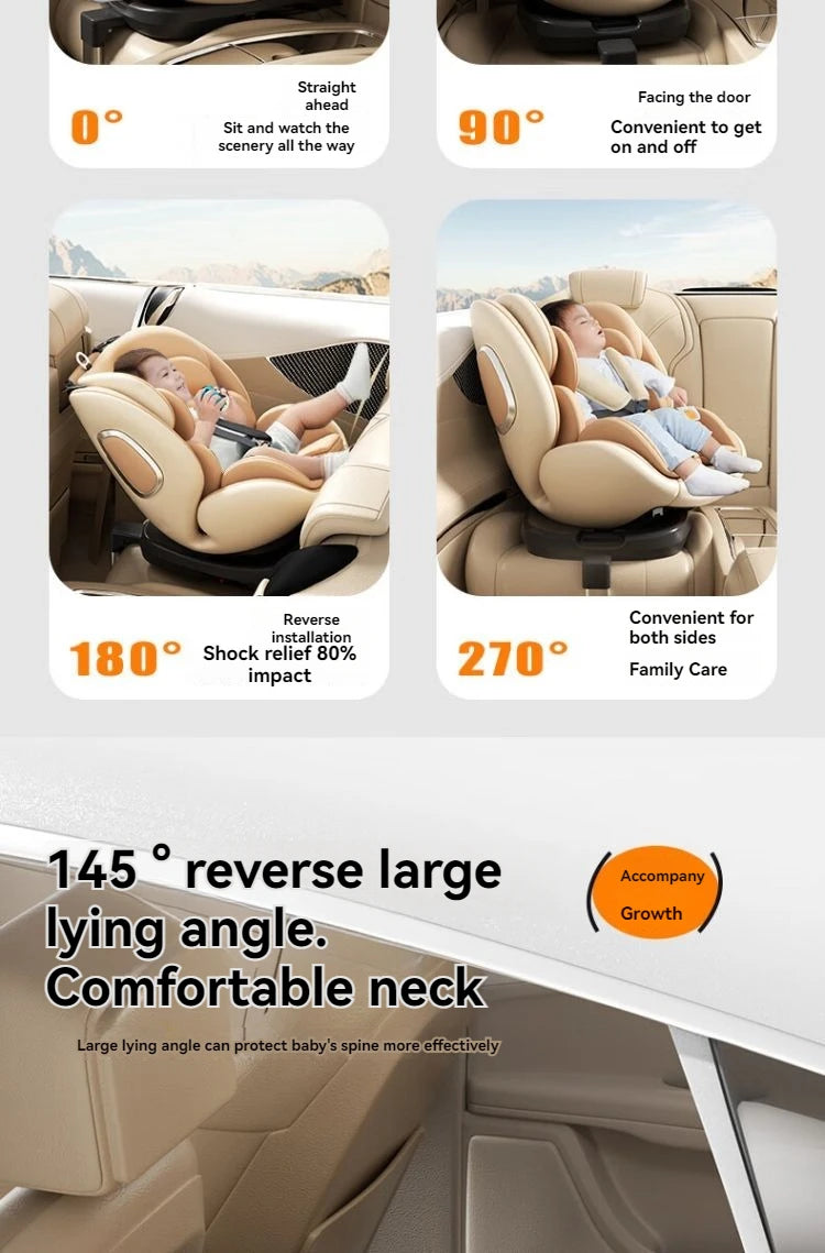 Child safety seat 0-12 years old, 360° rotation