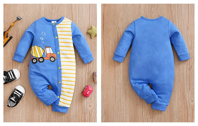 2Pcs Baby Long Sleeved Jumpsuit Spring Round Neck