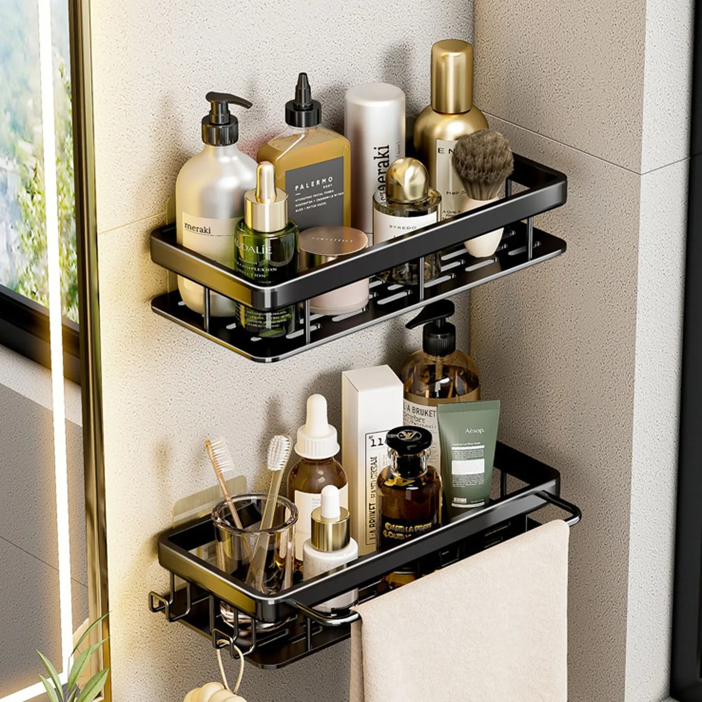 Bathroom Shelf No Drill Wall Mounted