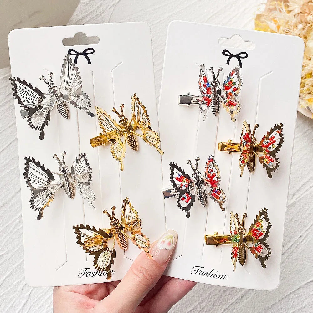 2pcs/set Metal Clip Move Simulation Butterfly