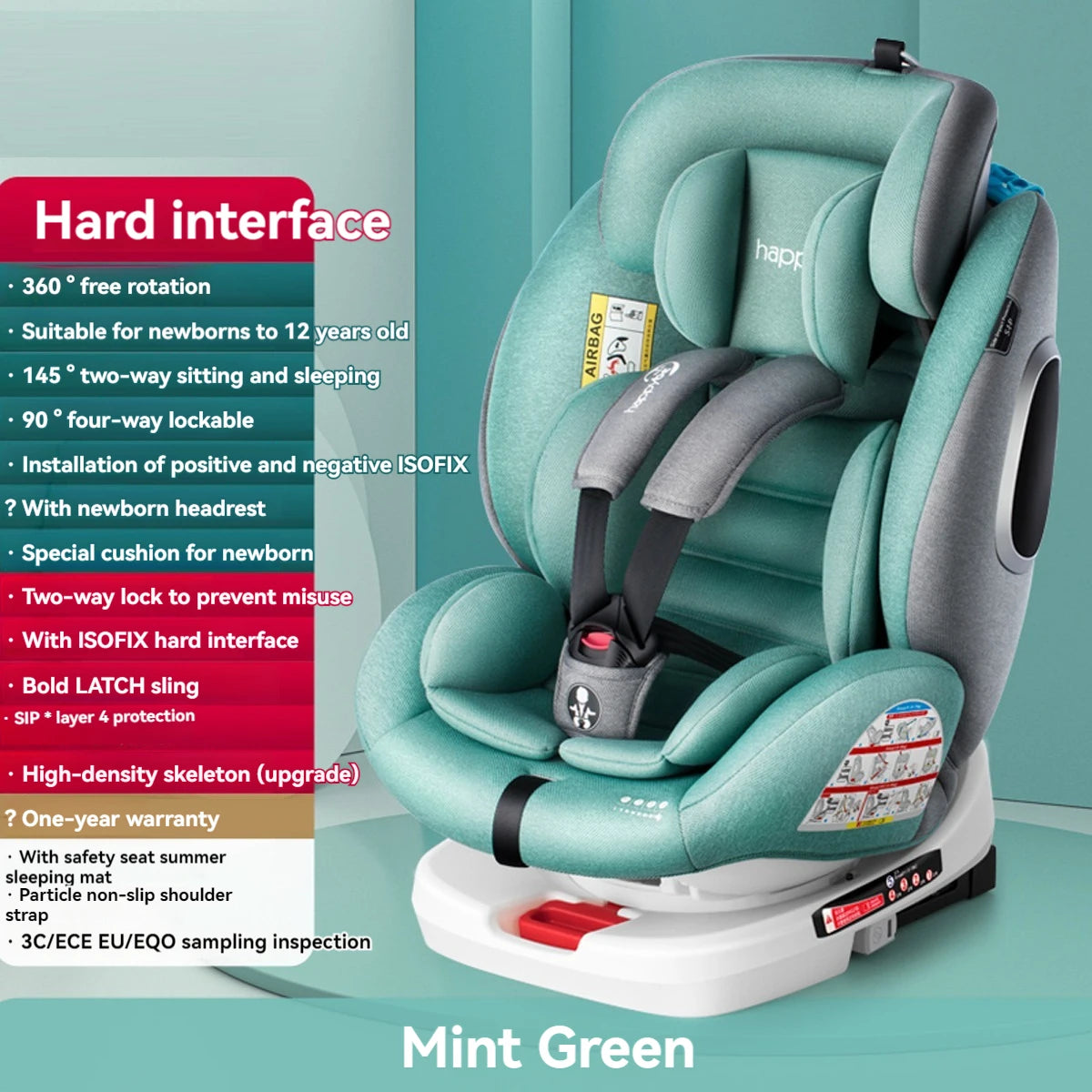 360-degree rotating child safety seat 0-12 years old