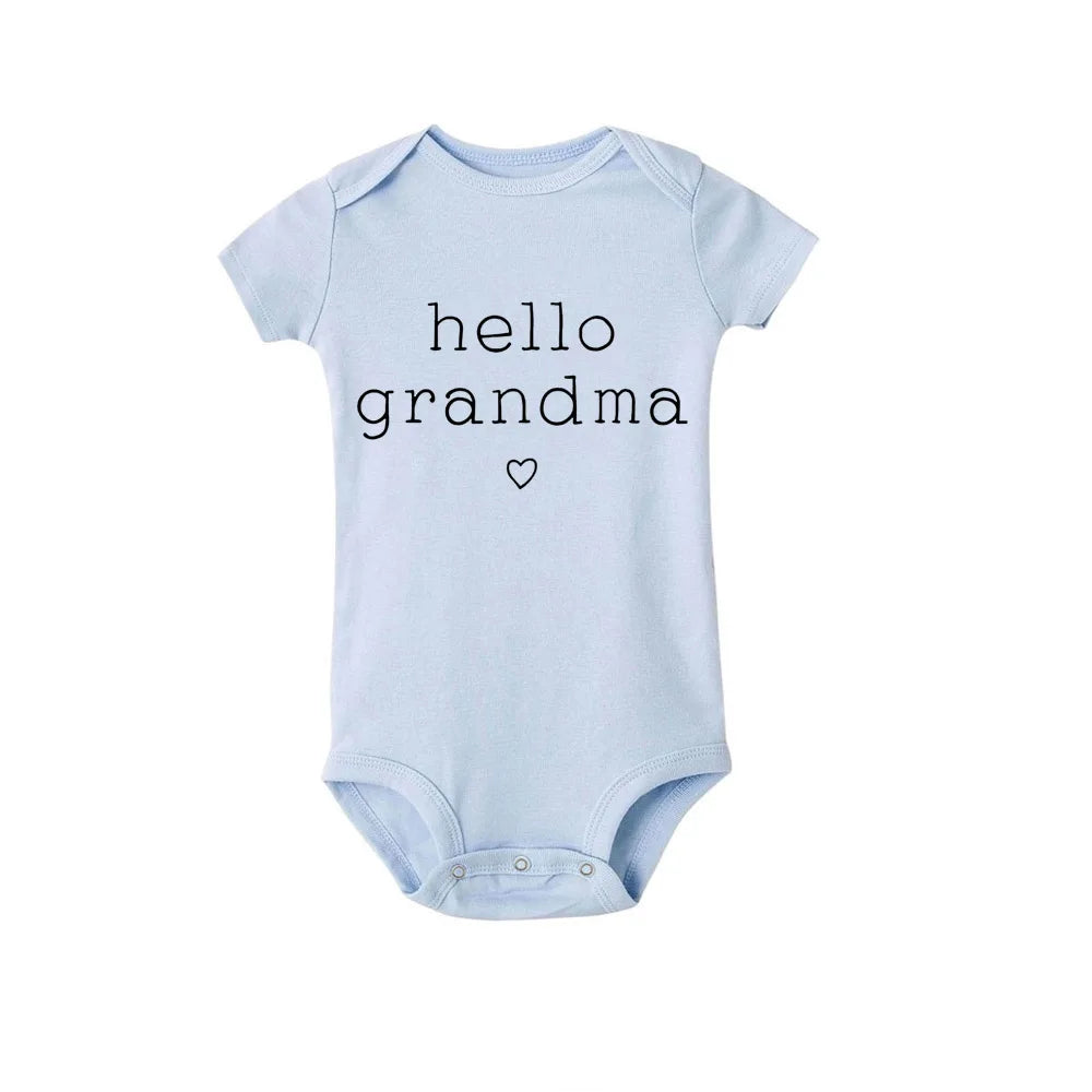 Hello Grandma Grandpa Newborn Baby Summer  Bodysuits