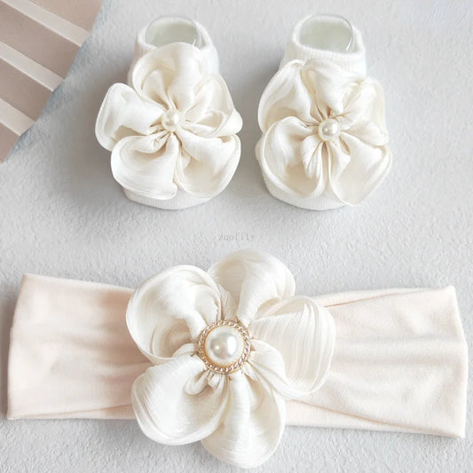 2Pcs/Set Lace Flower Baby Girl Headband Socks