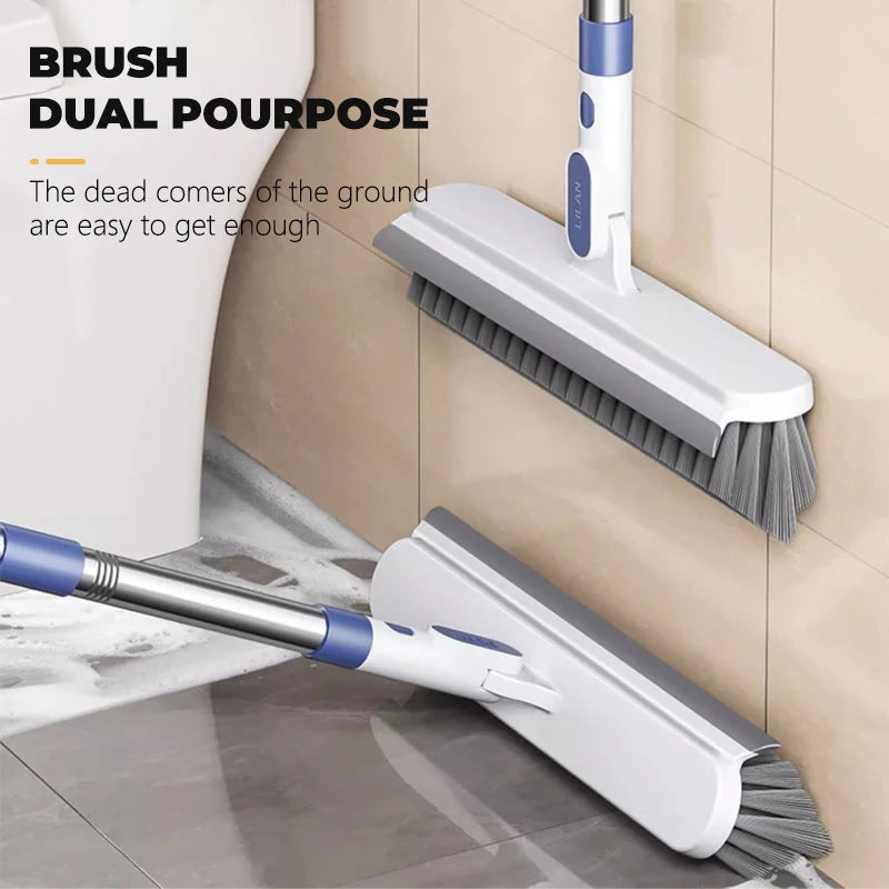 V-Shaped Gap Cleaning Brush with Squeegee Long Handle