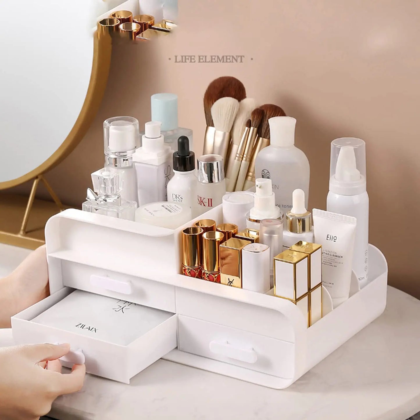 Large Countertop Cosmetics Desktop Storage Box with Drawers