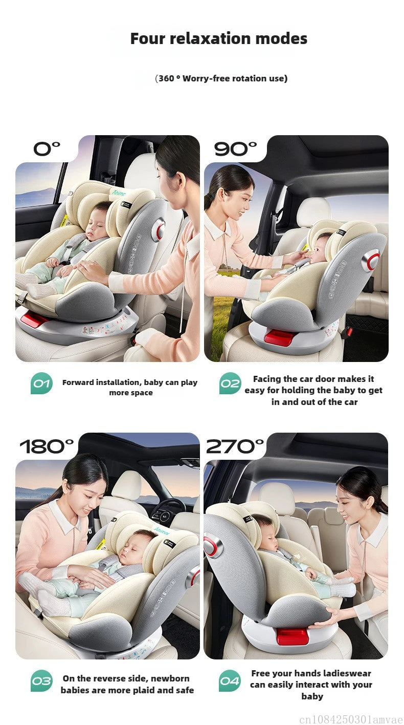 360° Rotating Child Car Safety Seat 0-12 Years Old