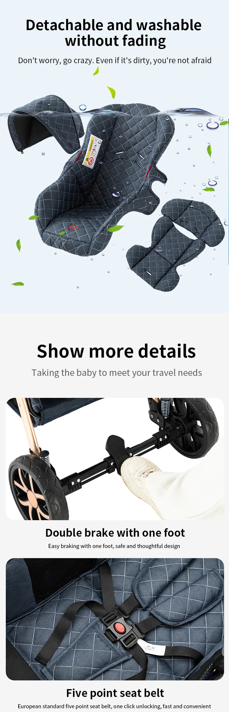 Baby Carriage 3 IN 1 Portable Travel Pram