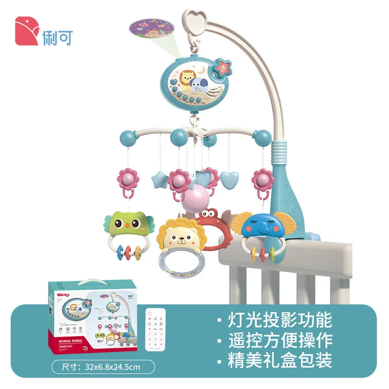 Musical Baby Crib Mobile with Lights Music Projection for Infants 0-6 Months Remote Control Crib Toys for Newborn Baby Mobile