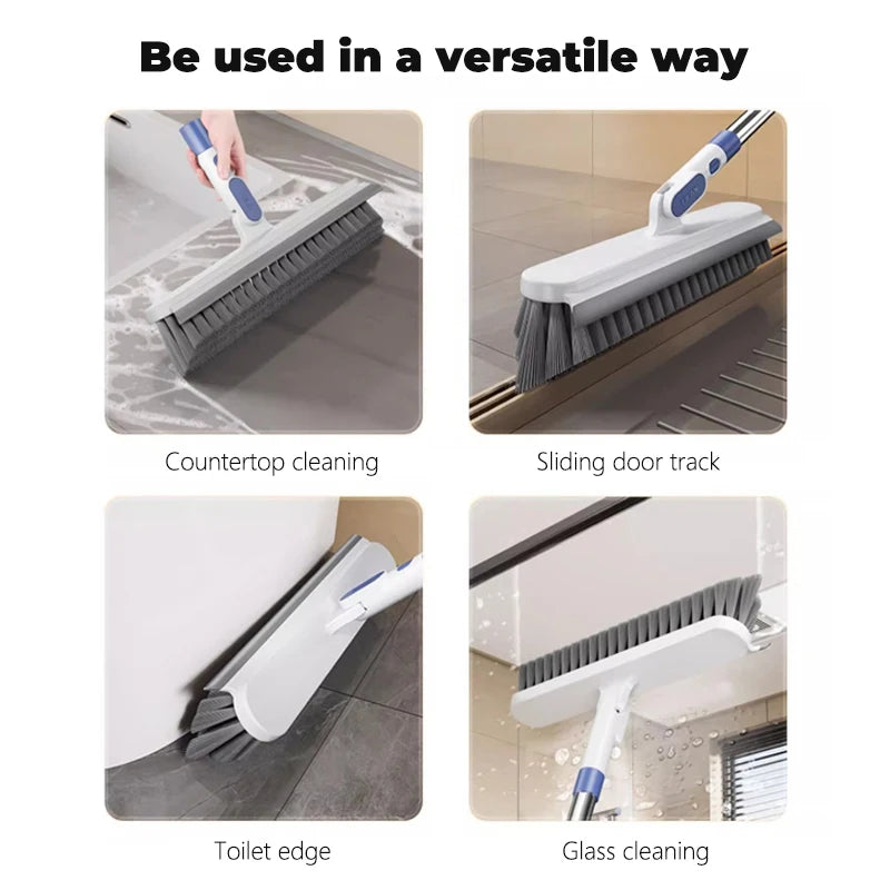 V-Shaped Gap Cleaning Brush with Squeegee Long Handle