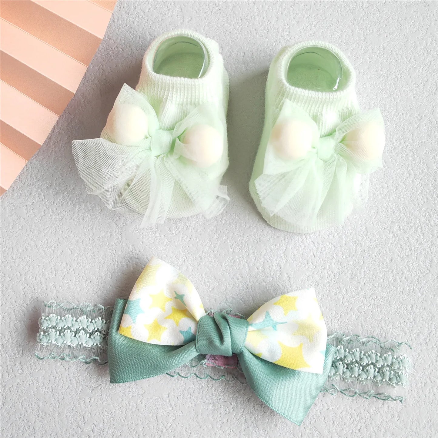 2Pcs/Set Lace Flower Baby Girl Headband Socks