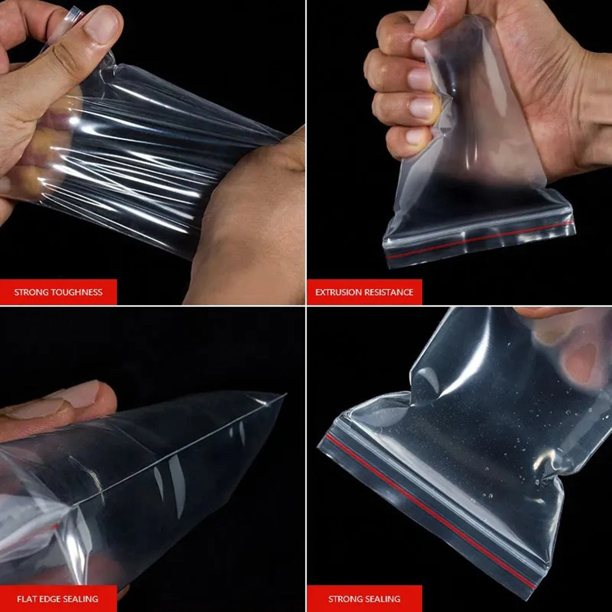 100Pcs Thicken Zipper Self-sealing Bags Plastic