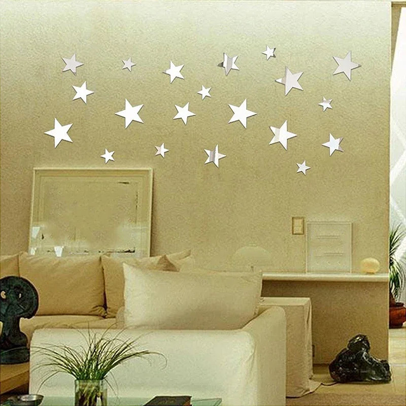 20/42pcs Star Mirror Wall Sticker