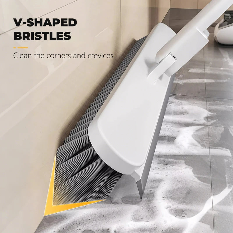 V-Shaped Gap Cleaning Brush with Squeegee Long Handle