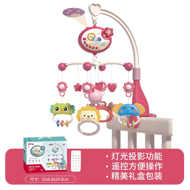 Musical Baby Crib Mobile with Lights Music Projection for Infants 0-6 Months Remote Control Crib Toys for Newborn Baby Mobile