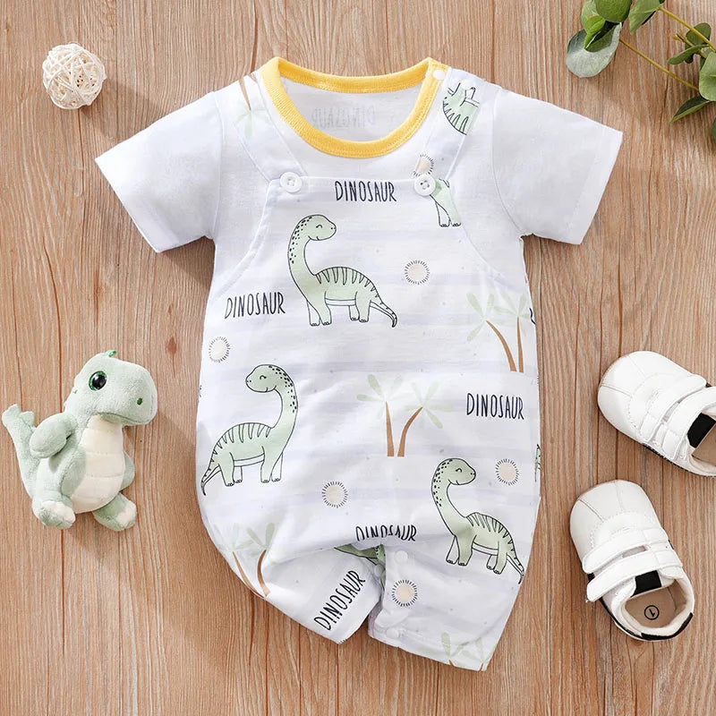 Summer Newborn Boys And Girls Cute Short Sleeve Jumpsuit