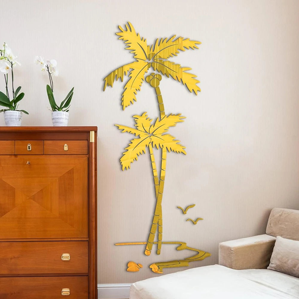 3D Coconut Tree Acrylic Mirror Wall Stickers