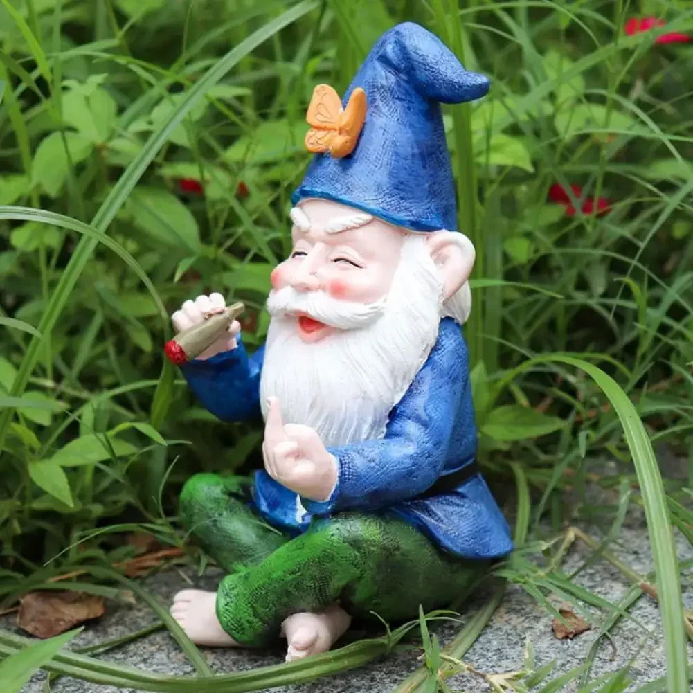 Garden Gnome Ornaments Resin Statue Figurine Smoking