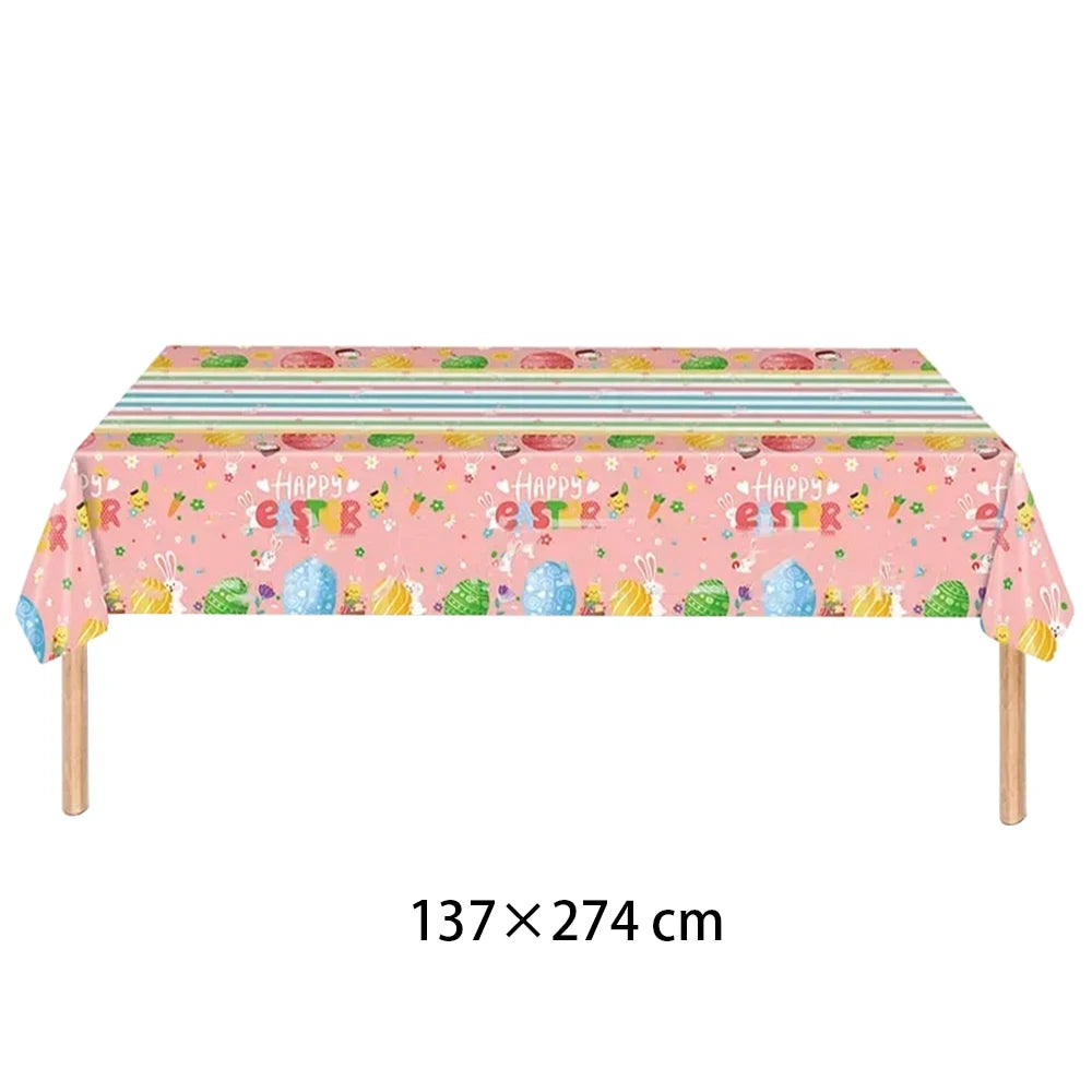 1pcs Table cover Linen Easter Bunny Rabbit