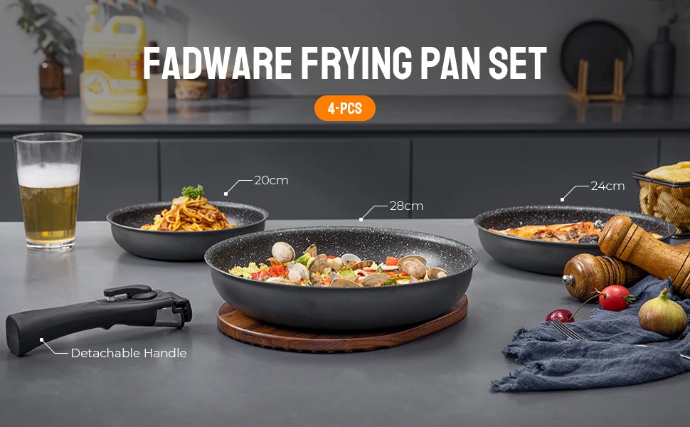 Non Stick Frying Pan with Removable Handle