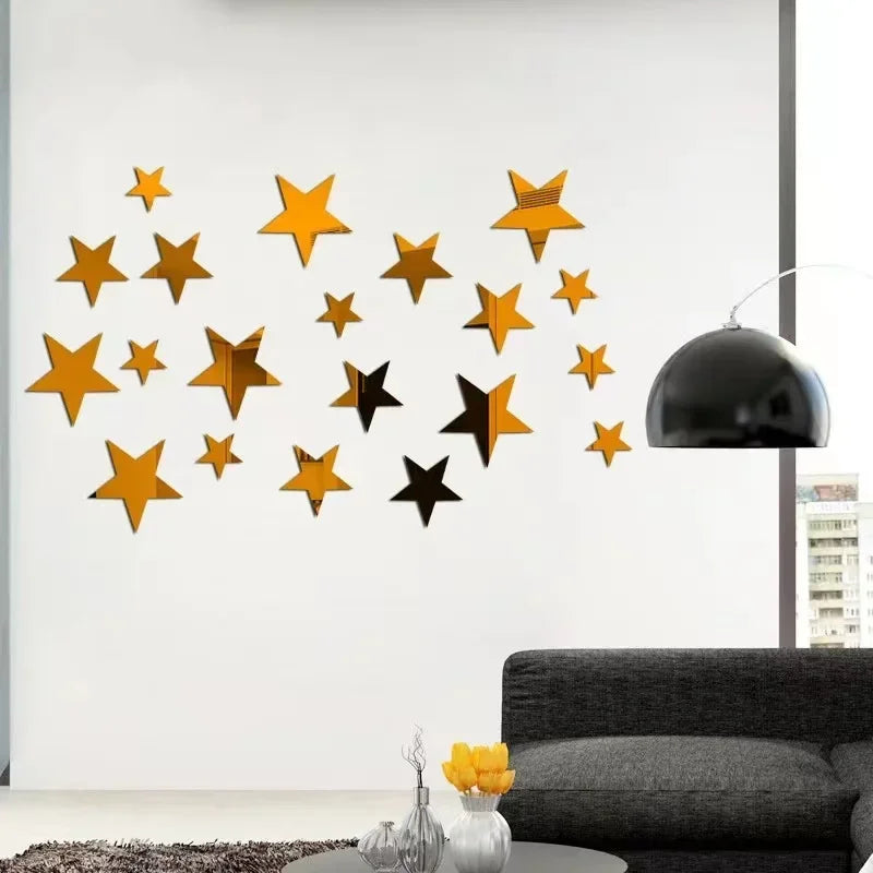 20/42pcs Star Mirror Wall Sticker