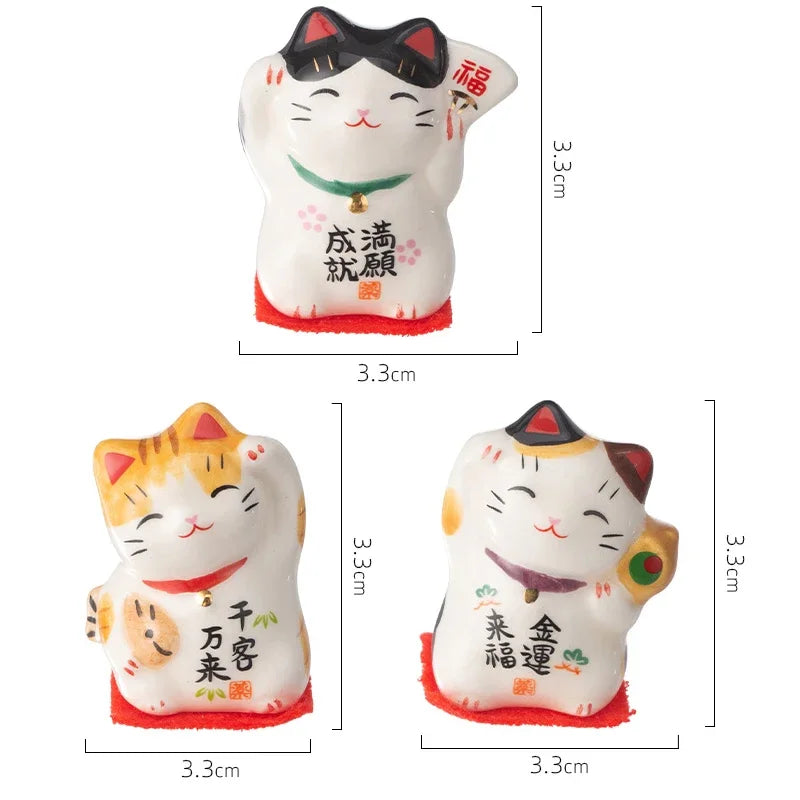 Pack of 3 Pieces Mini Ceramic Lucky Fortune Cat