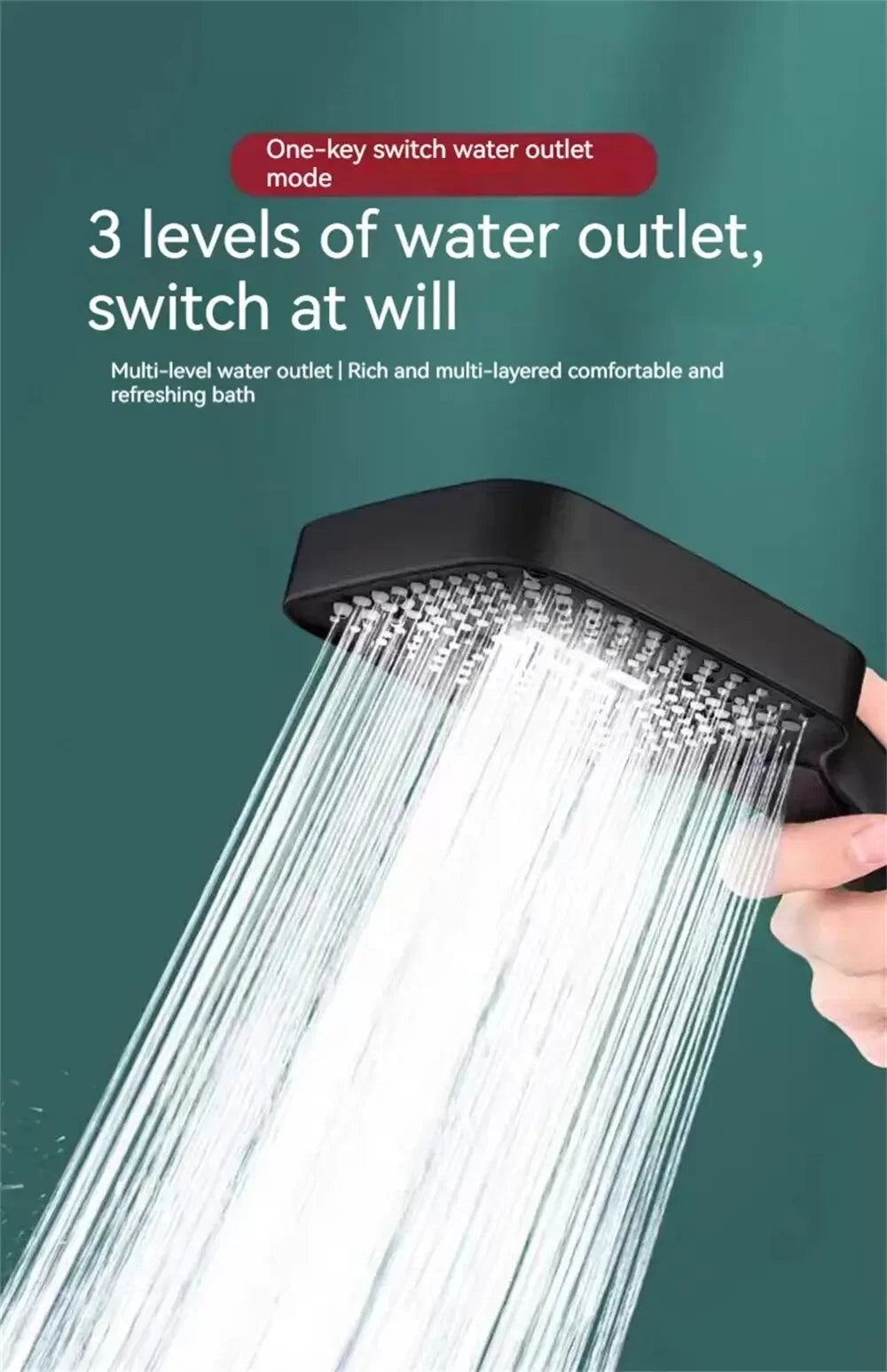 Adjustable Shower Head 3 Mode Rainfall Shower Large Flow