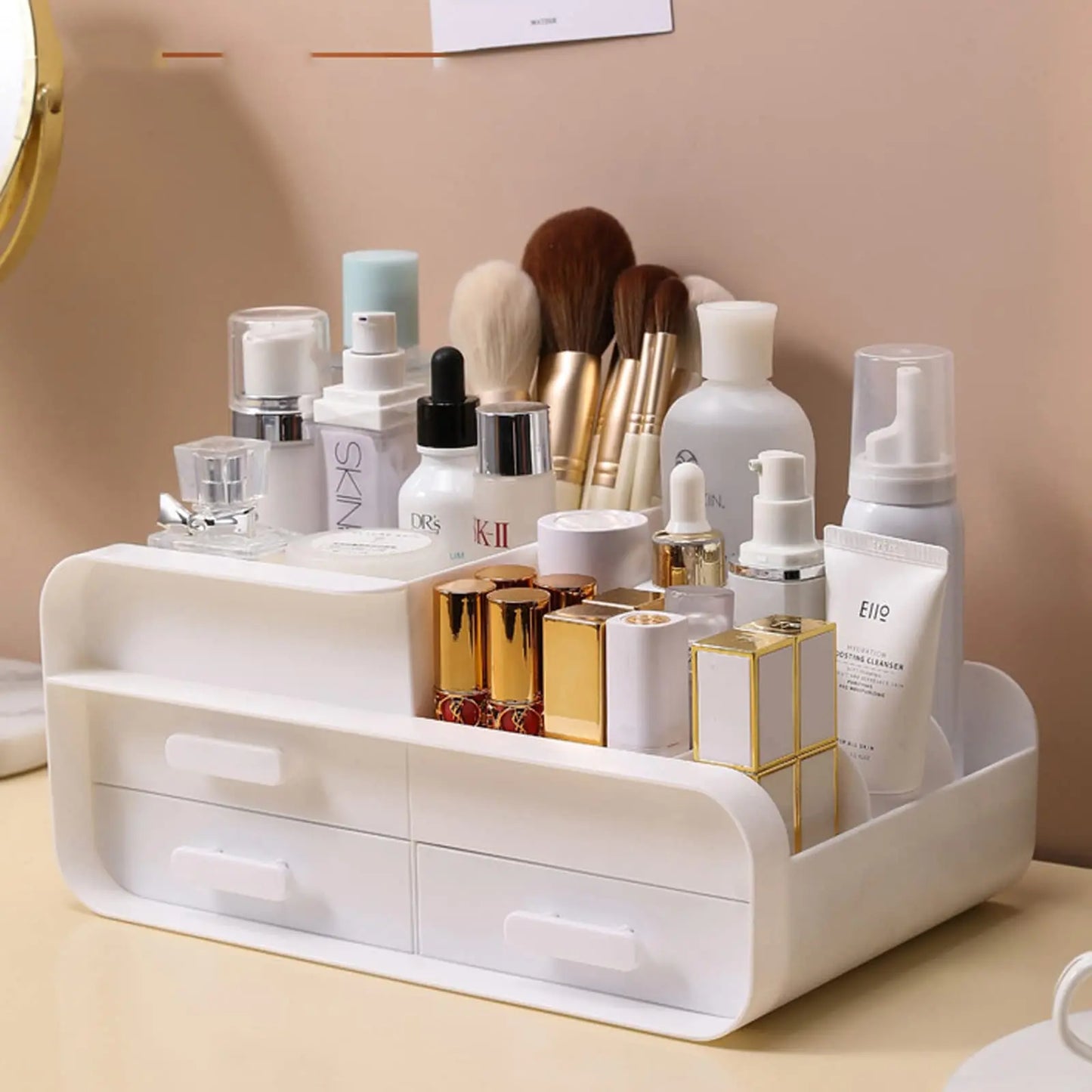 Large Countertop Cosmetics Desktop Storage Box with Drawers