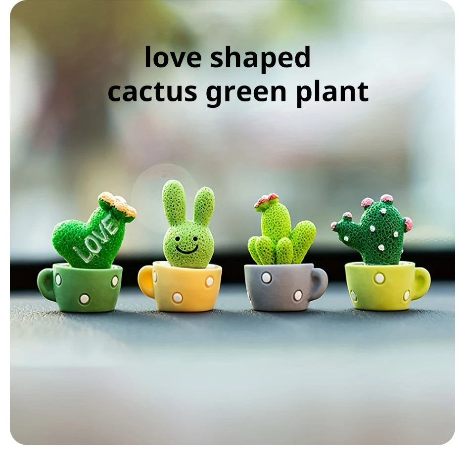 1 Set Of 4, Resin Succulent Cactus Mini