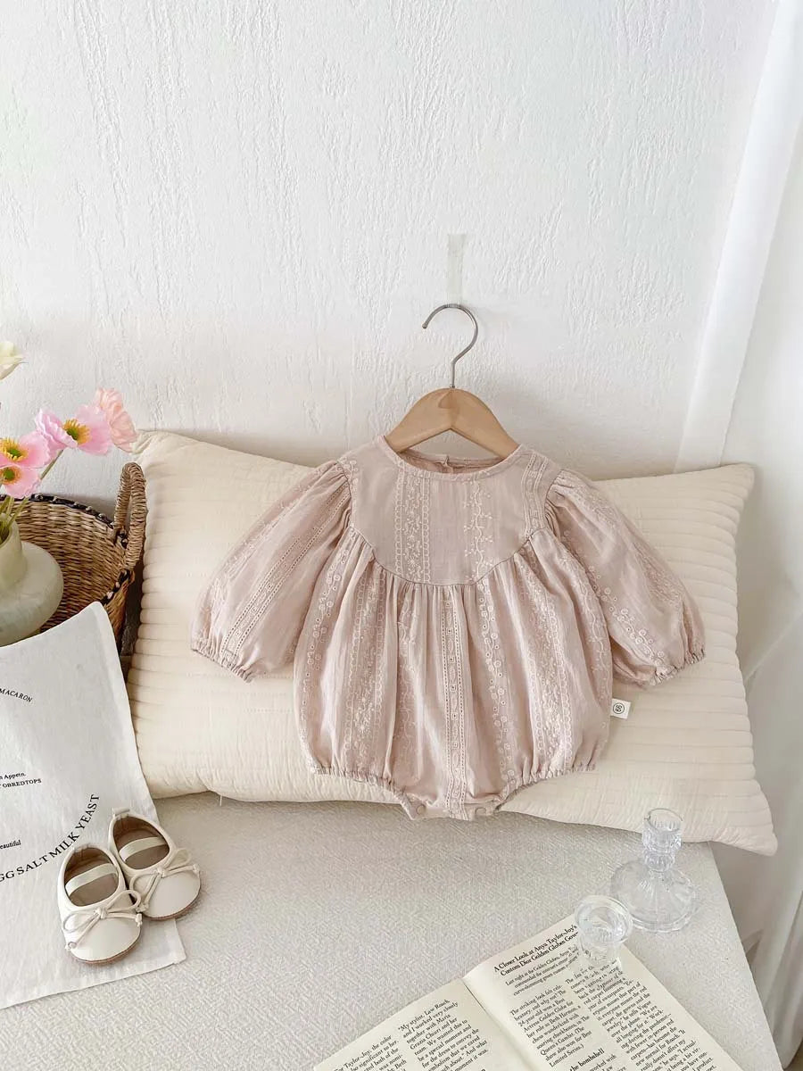 New Fall Newborn Jacquard Round Neck Long-sleeved Bodysuit