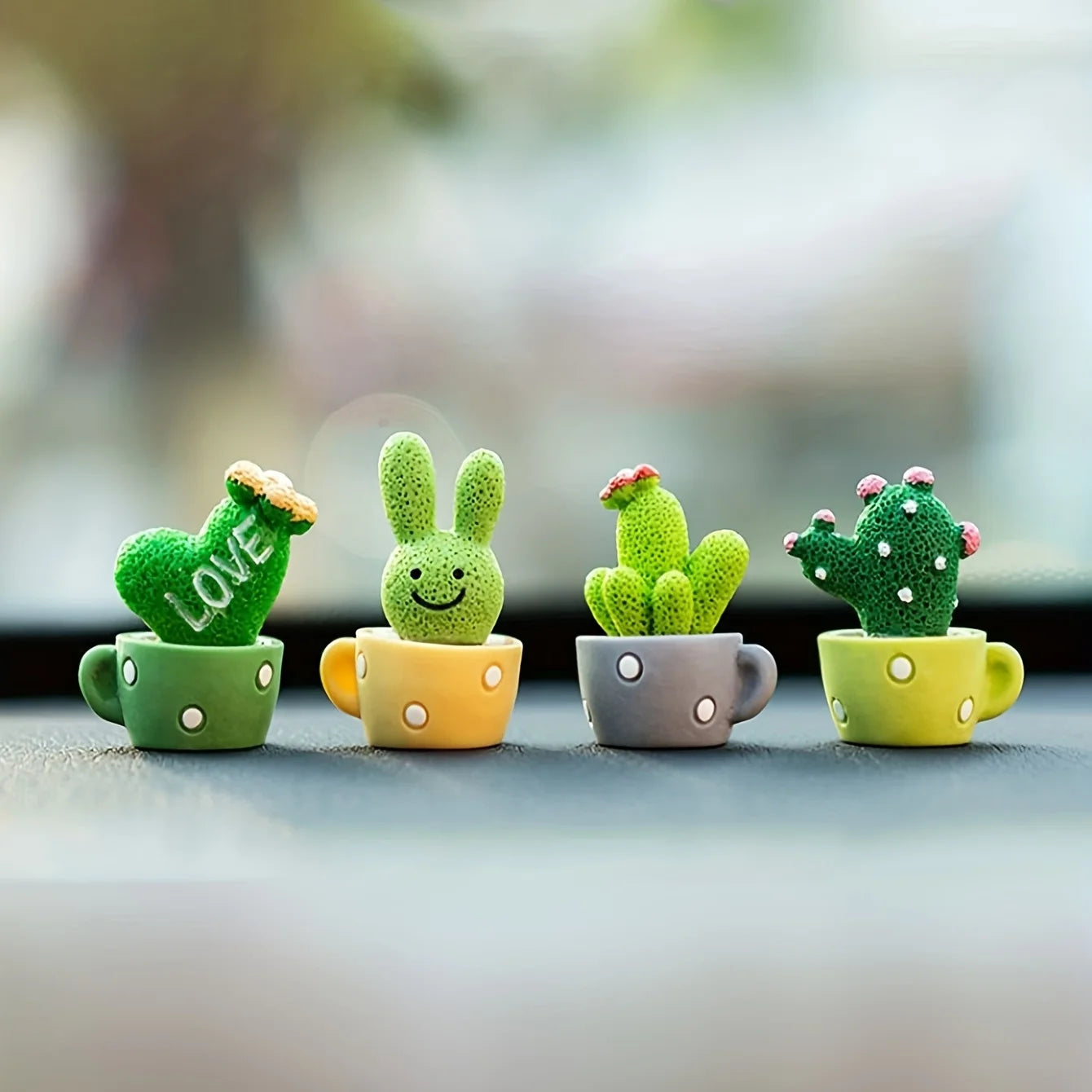 1 Set Of 4, Resin Succulent Cactus Mini