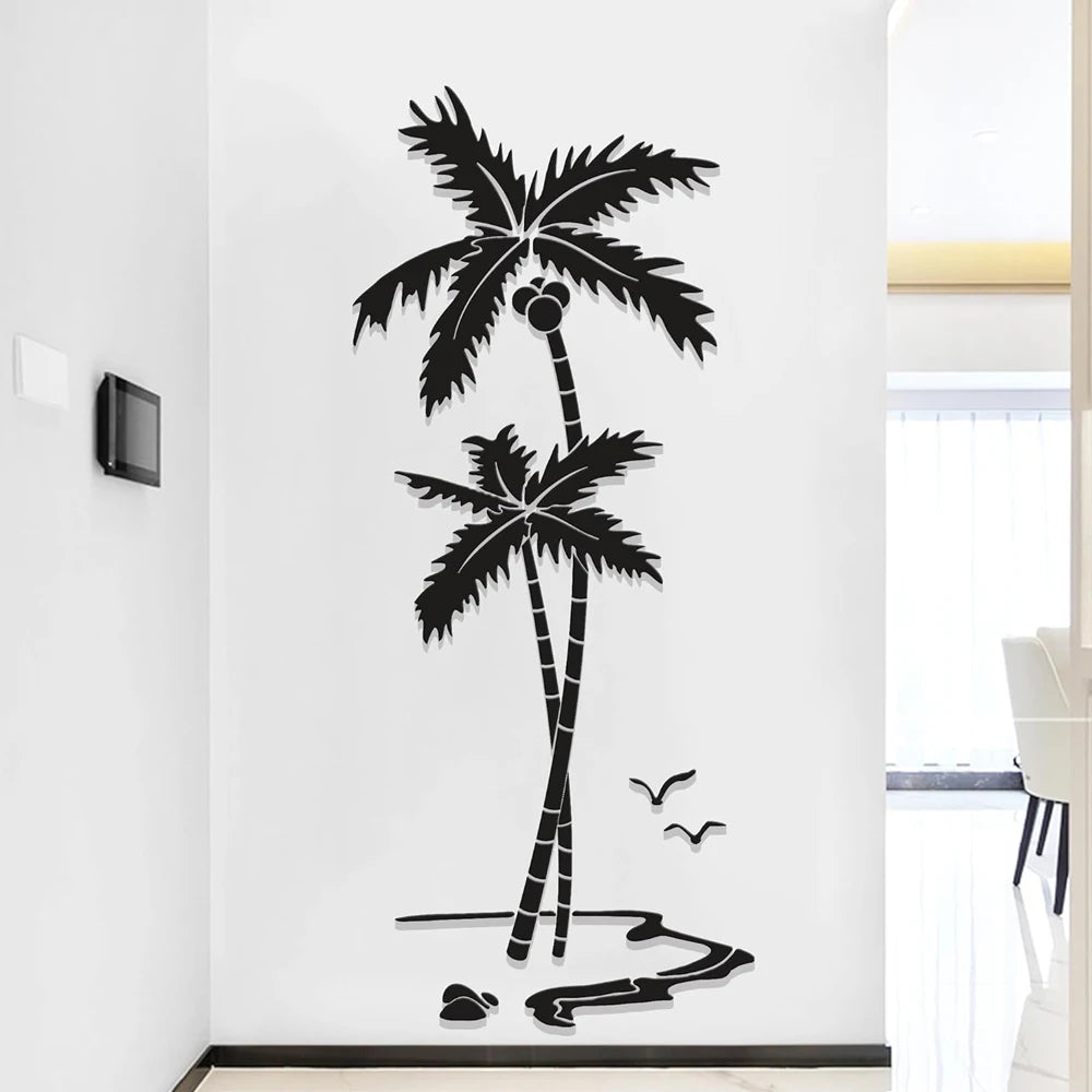 3D Coconut Tree Acrylic Mirror Wall Stickers