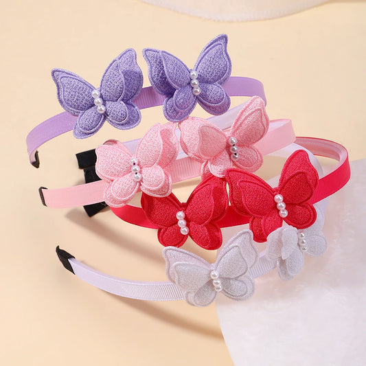 1Pcs Cute Girl Butterfly Hairband Simulated Pearl