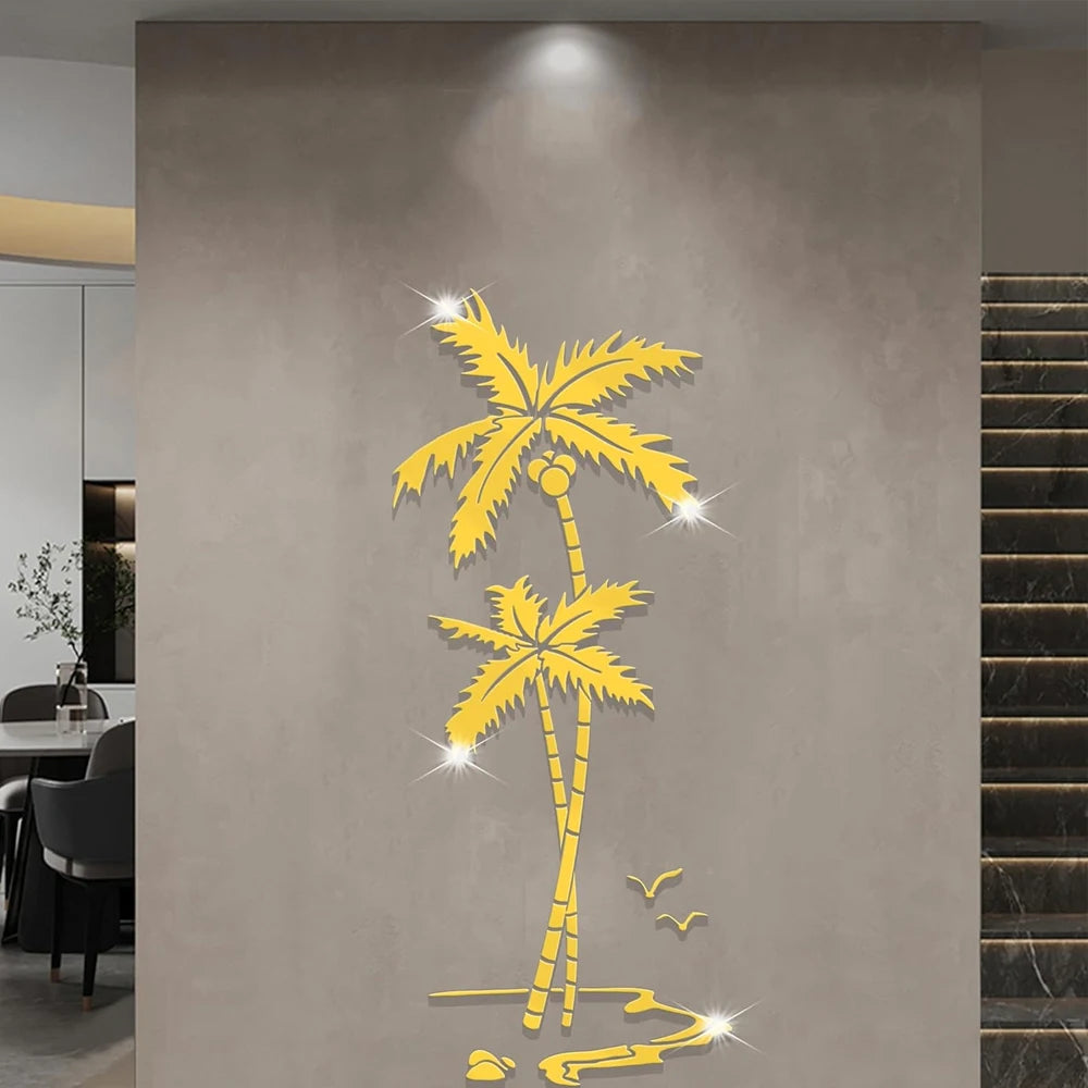 3D Coconut Tree Acrylic Mirror Wall Stickers