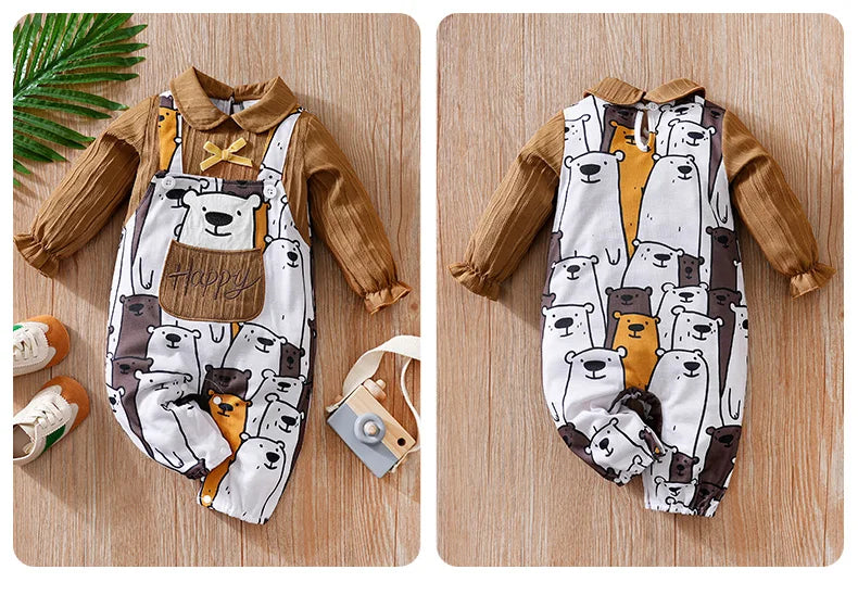 Baby Long Sleeved Jumpsuit With Spring And Autumn Doll Collar