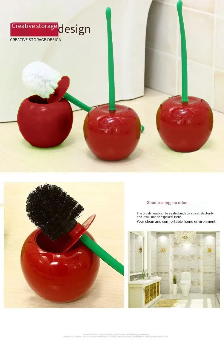 1pc Red Toilet Brush Creative Lovely Cherry Shape