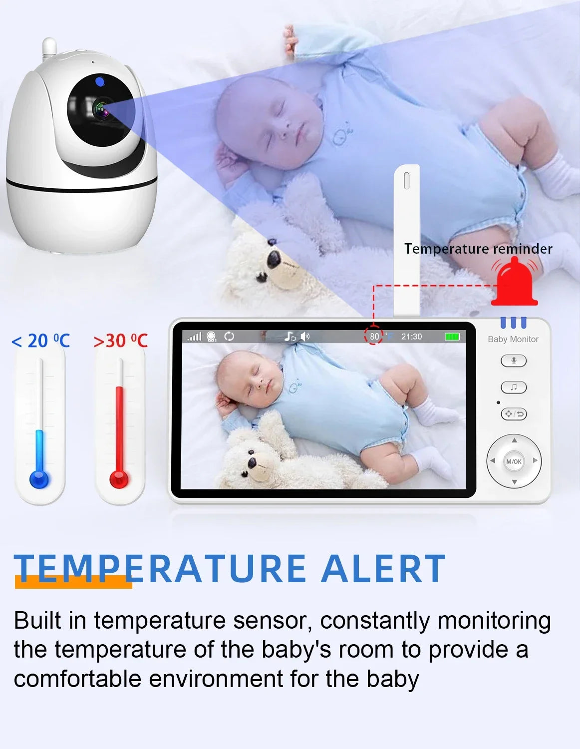 Camera 2.4G Mother Kids Surveillance PTZ Video Cams Temperture Display Home Security Cam