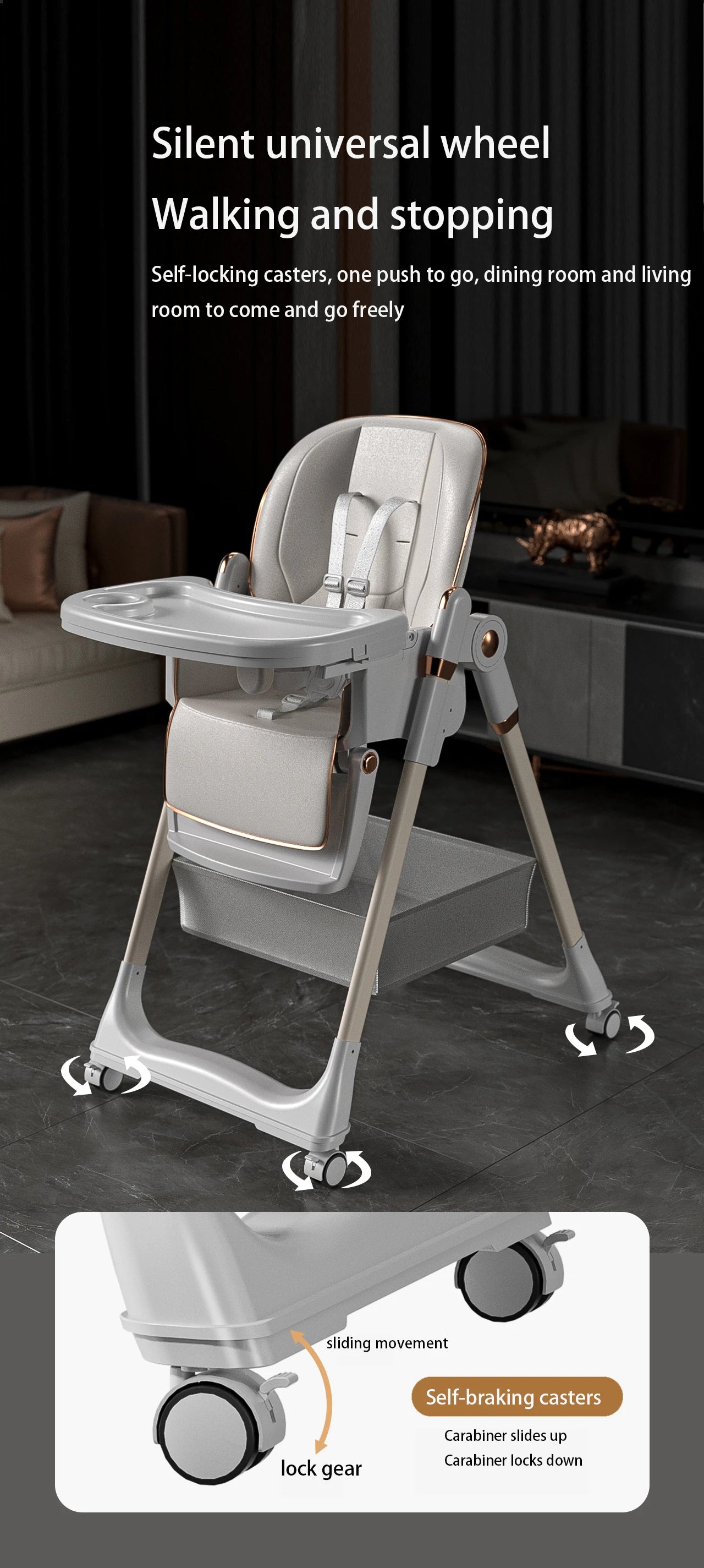 Baby Feeding Table Chair with Wheels