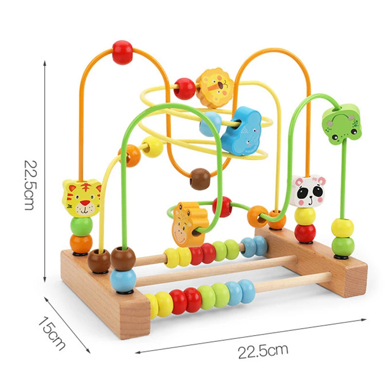 Baby Toys Wooden Roller Coaster Bead Maze Abacus Math