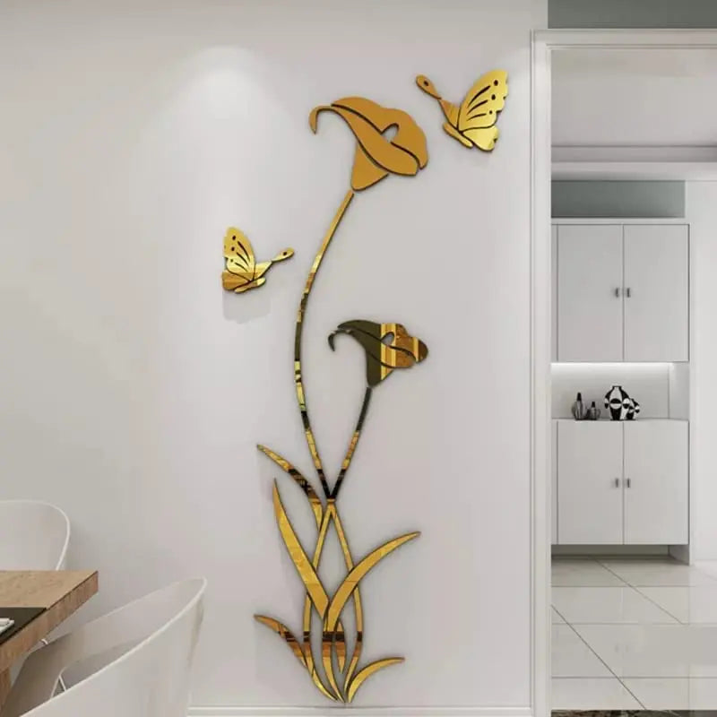 3D Mirror Flower Wall Sticker Large